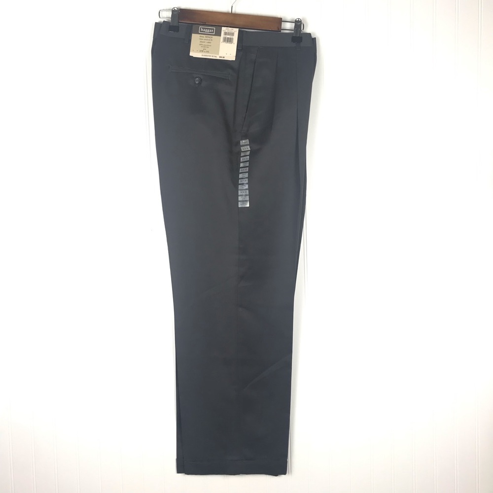 New Haggar Gray Pleated 38x30 Cuff Dress Pants